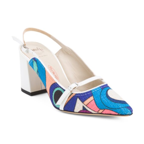 AMALFI Made In Italy Leather Ibisco Slingback Heels - Picture 1 of 3